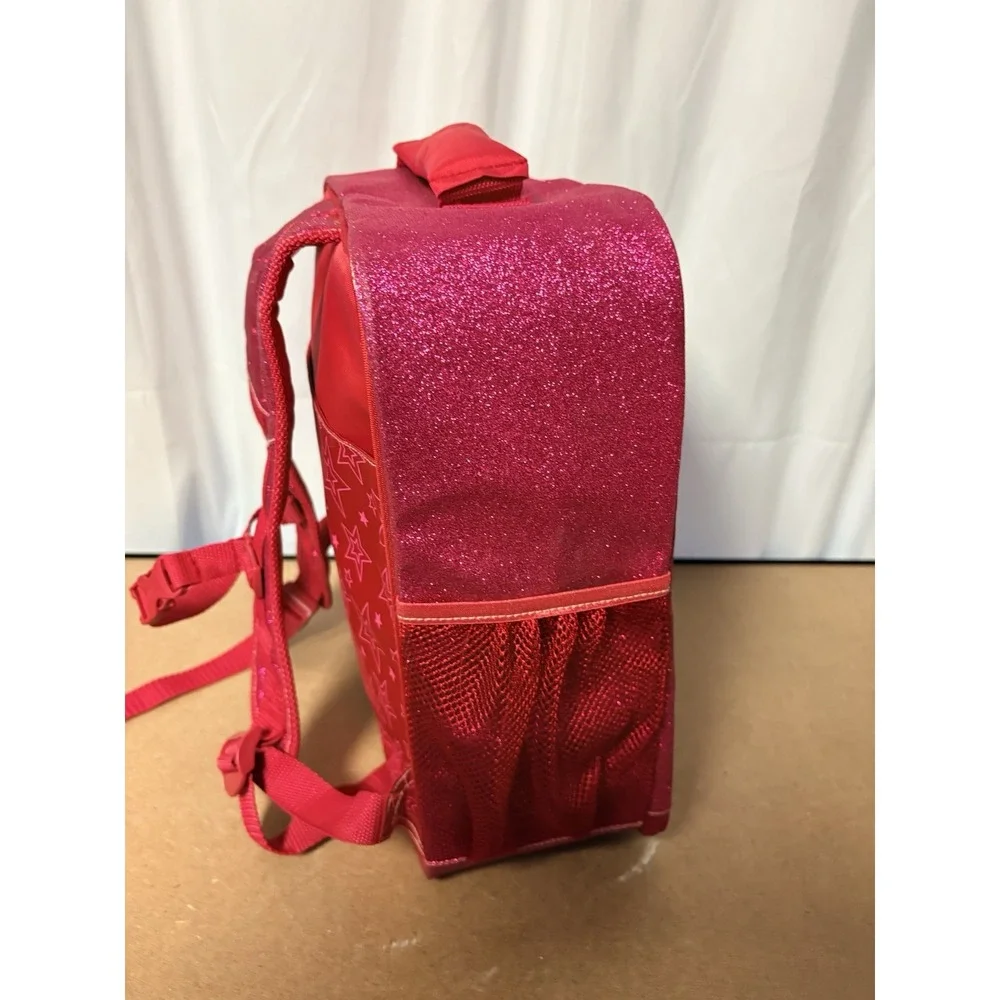 Authentic AMERICAN GIRL Doll Backpack Carrier Sparkle PINK With Clothing Shown